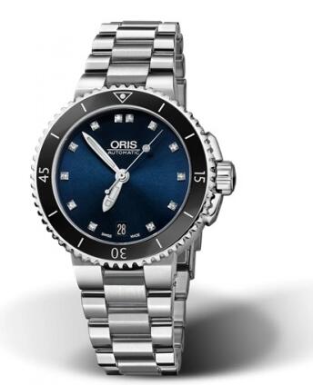 Oris Aquis Date 36 Stainless Steel Blue Diamond Bracelet Replica Watch 01 733 7652 4195-07 8 18 01P